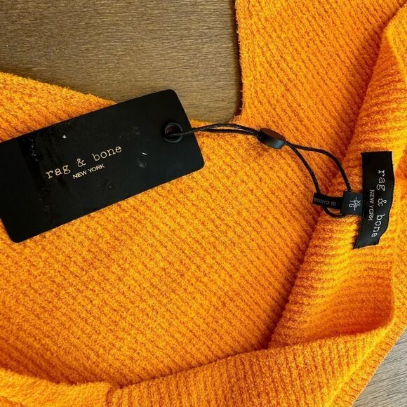 Rag & Bone Womens Soleil Bra Crop Top XL‎ Golden Yellow Ribbed Knit - Picture 6 of 14